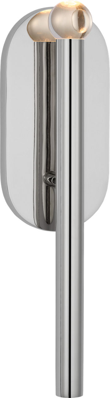 Rousseau Medium Bath Sconce | Polished Nickel | Clear Glass Orb