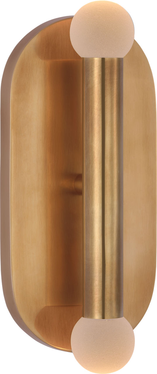 Rousseau Medium Vanity Sconce | Antique-Burnished Brass | Etched Crystal Orb
