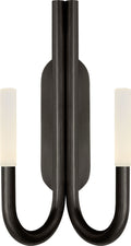 Rousseau Double Wall Sconce | Bronze | Etched Crystal