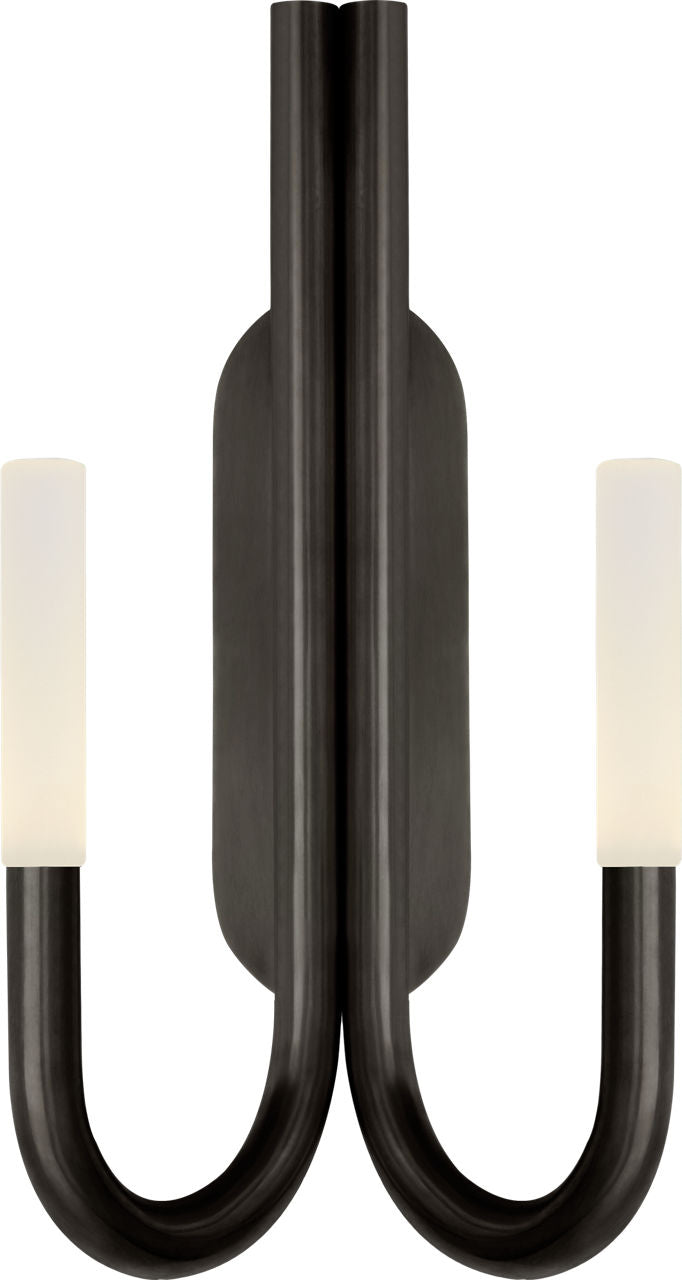 Rousseau Double Wall Sconce | Bronze | Etched Crystal