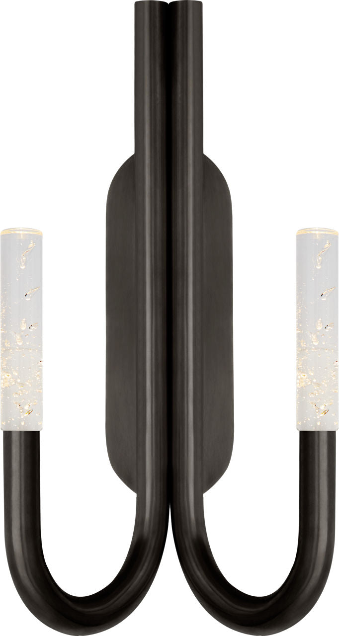 Rousseau Double Wall Sconce | Bronze | Seeded Glass