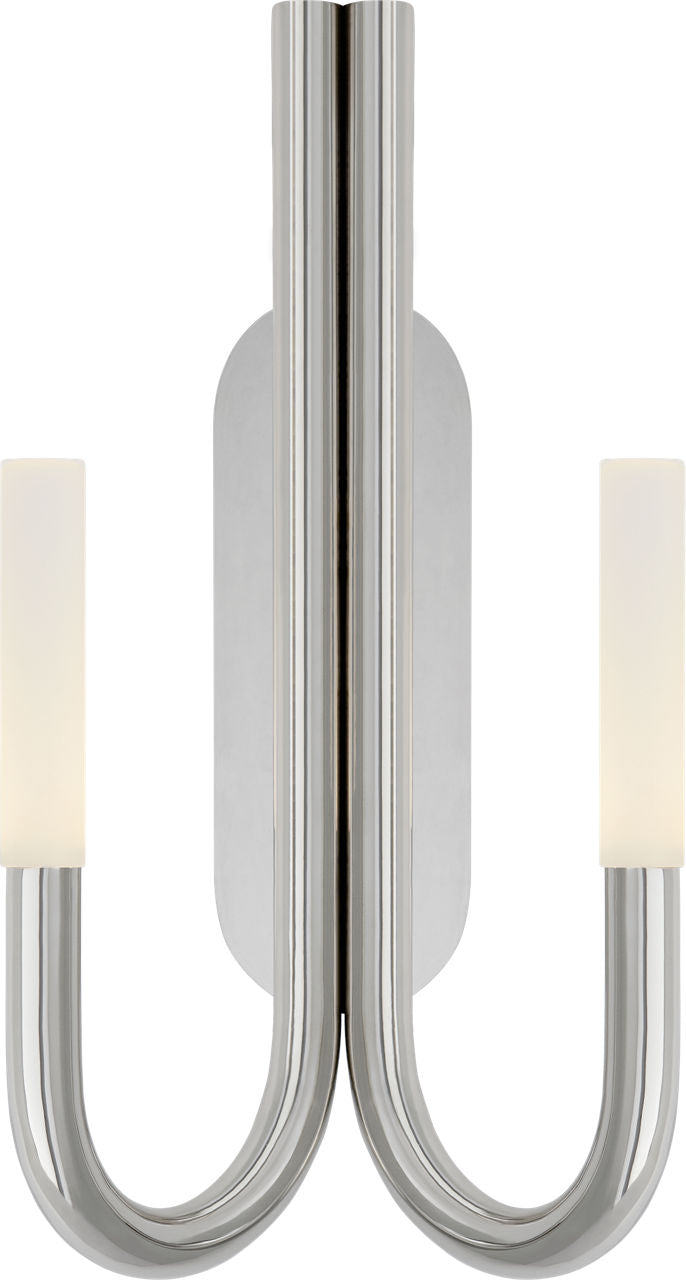 Rousseau Double Wall Sconce | Polished Nickel | Etched Crystal