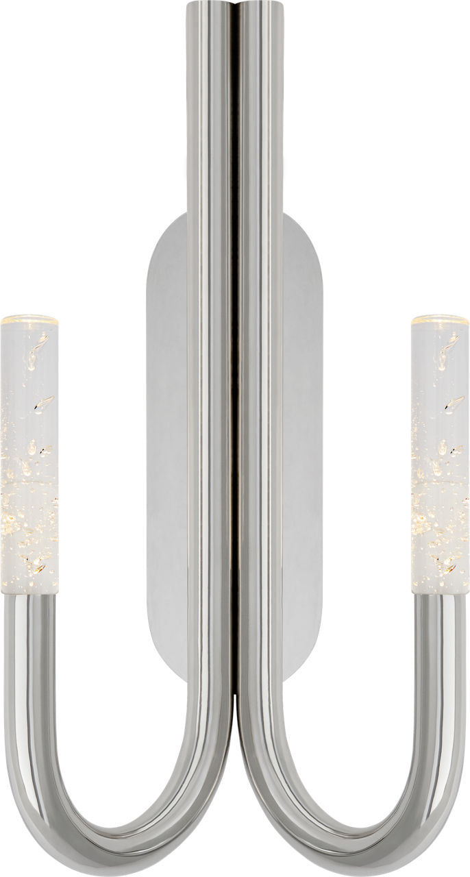 Rousseau Double Wall Sconce | Polished Nickel | Seeded Glass