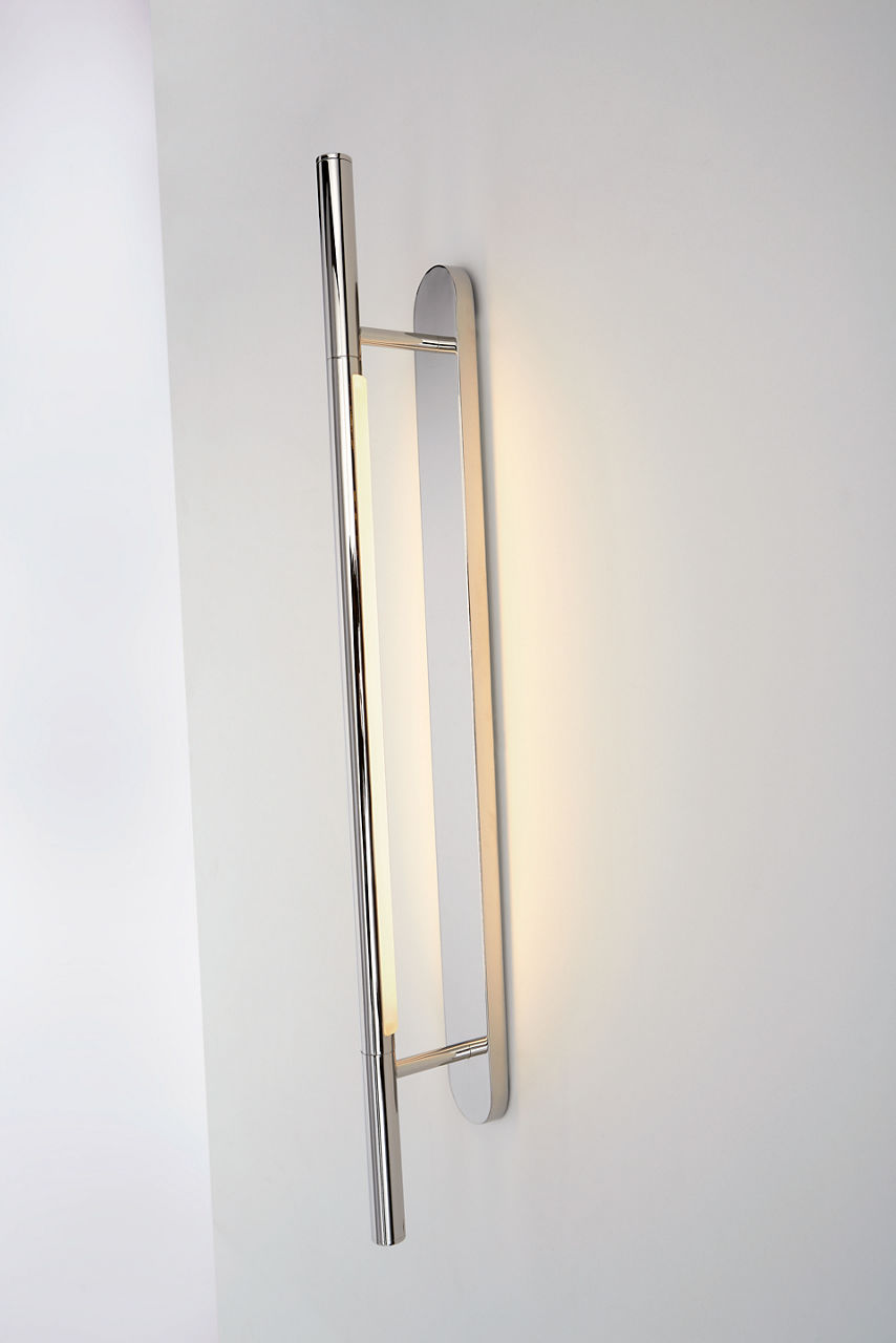 Rousseau Large Bracketed Sconce | Polished Nickel | Etched Crystal