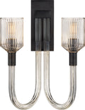 Reverie Double Sconce | Clear Ribbed Glass and Bronze