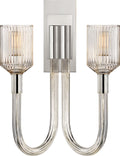 Reverie Double Sconce | Clear Ribbed Glass and Polished Nickel