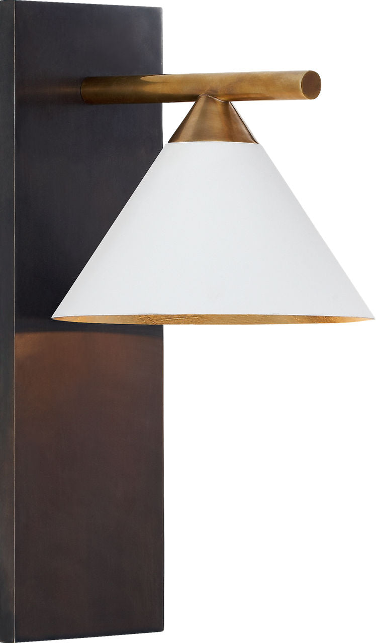 Cleo Sconce | Bronze and Antique-Burnished Brass | Matte White Shade