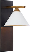 Cleo Sconce | Bronze and Antique-Burnished Brass | Matte White Shade