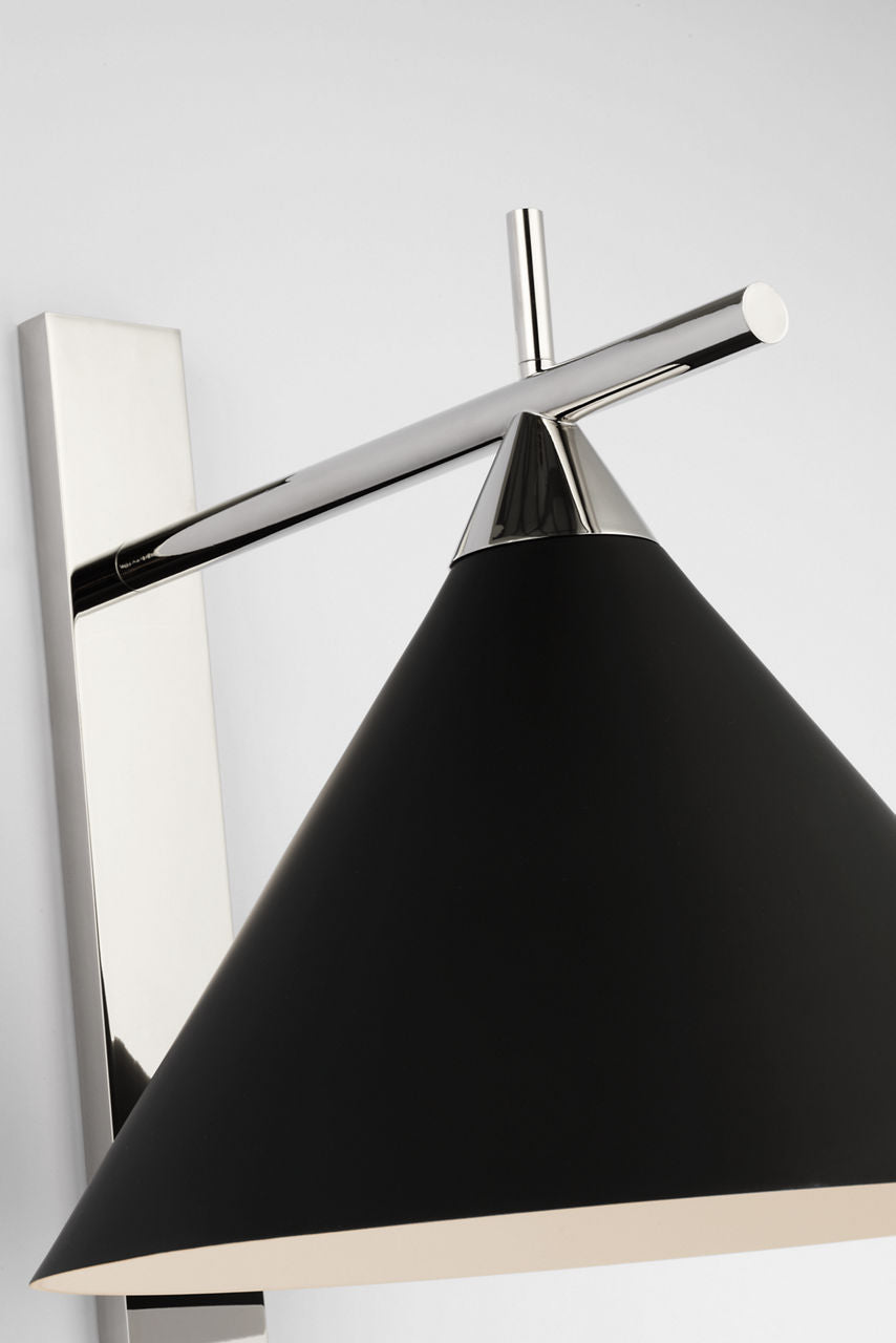 Cleo 56" Statement Sconce | Polished Nickel | Matte Black Shade