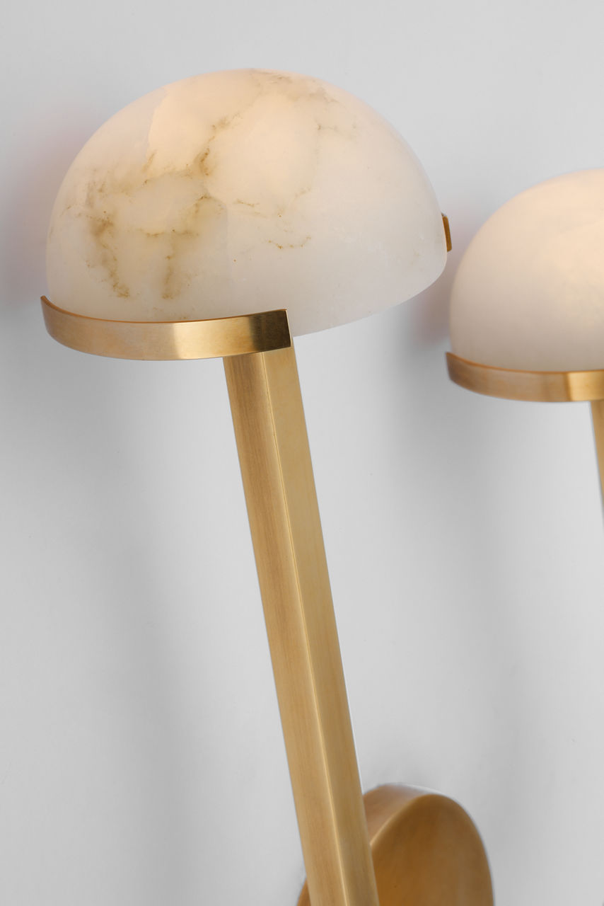 Pedra 15" Asymmetrical Right Sconce | Antique-Burnished Brass | Alabaster