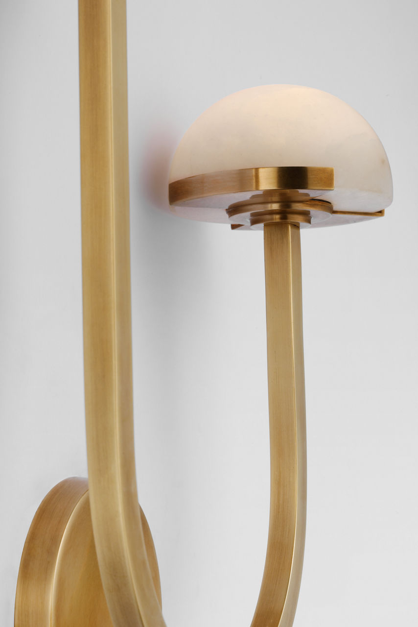 Pedra 15" Asymmetrical Right Sconce | Antique-Burnished Brass | Alabaster