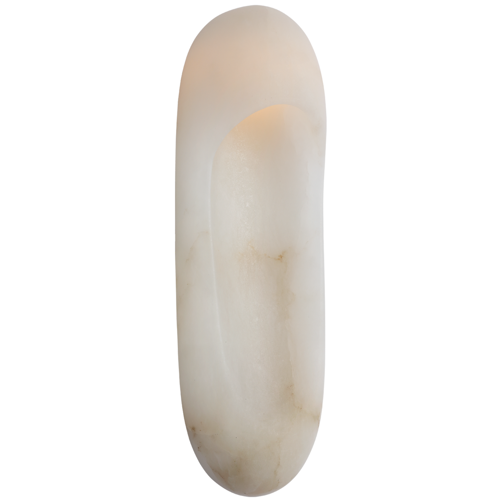 Esculpa 18" Elongated Wall Light | Alabaster and Antique-Burnished Brass