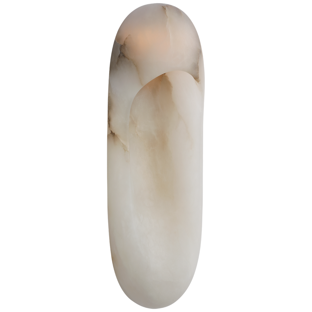 Esculpa 18" Elongated Wall Light | Alabaster and Polished Nickel