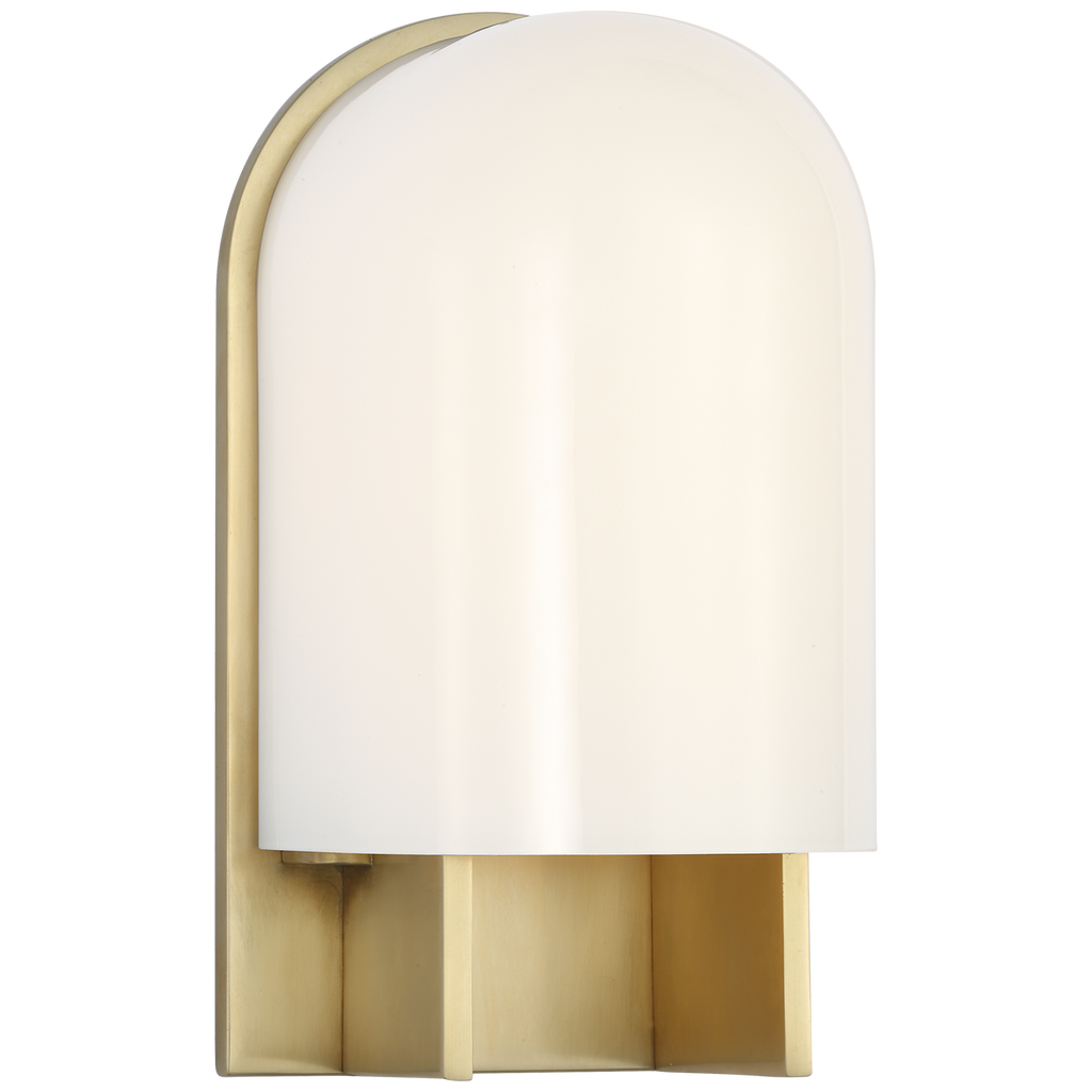 Trouve 8" Sconce | Antique-Burnished Brass | White Glass