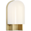 Trouve 8" Sconce | Antique-Burnished Brass | White Glass