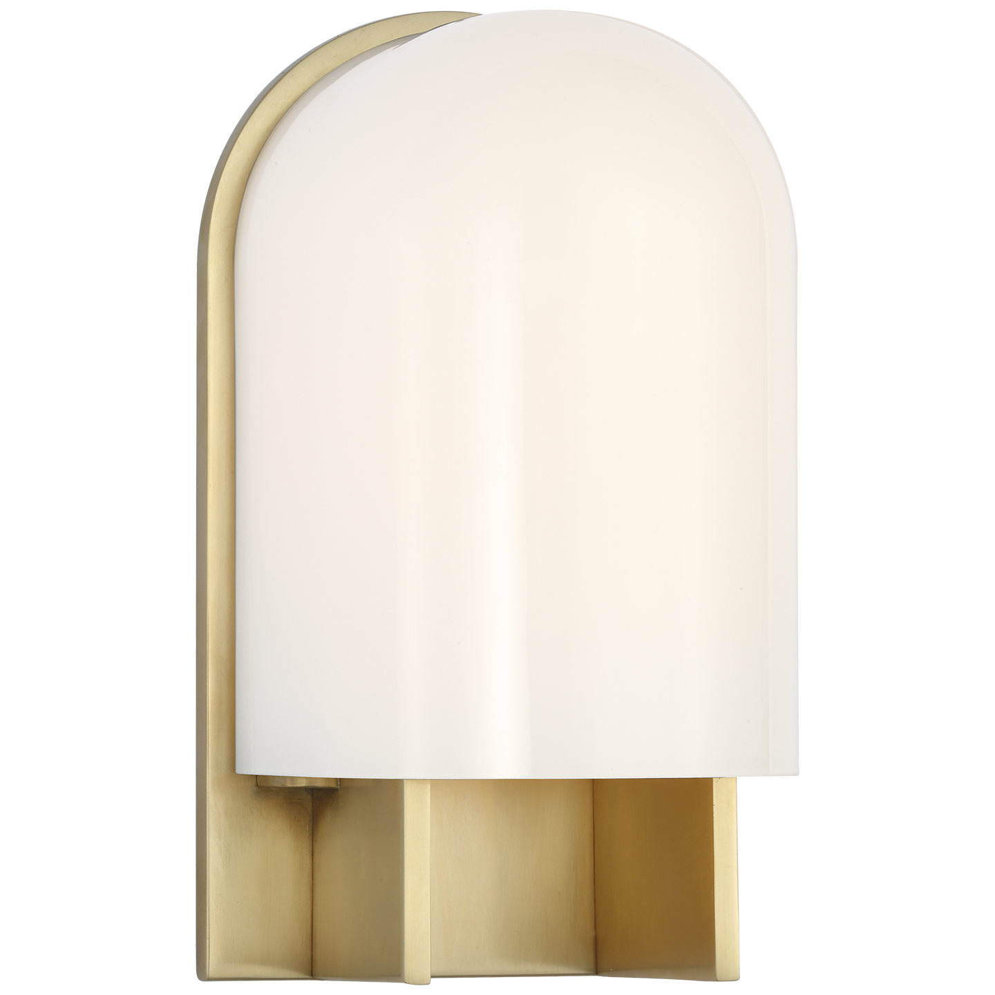 Trouve 8" Sconce | Antique-Burnished Brass | White Glass