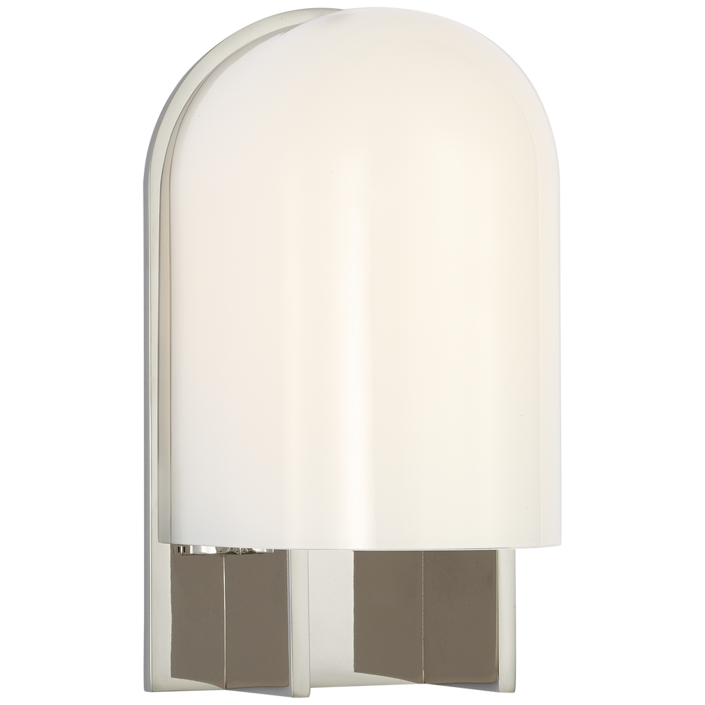 Trouve 8" Sconce | Polished Nickel | White Glass