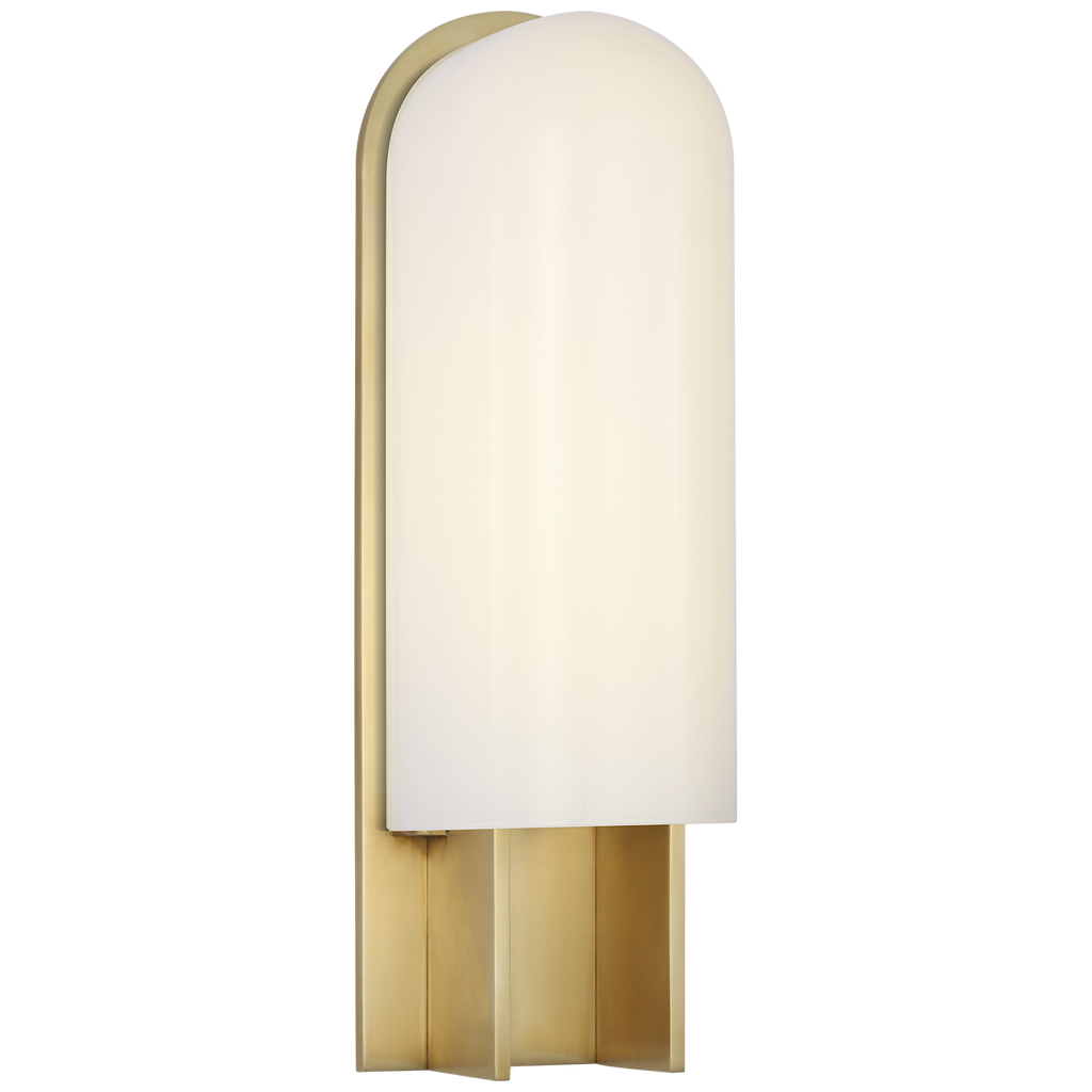 Trouve 14" Sconce | Antique-Burnished Brass | White Glass