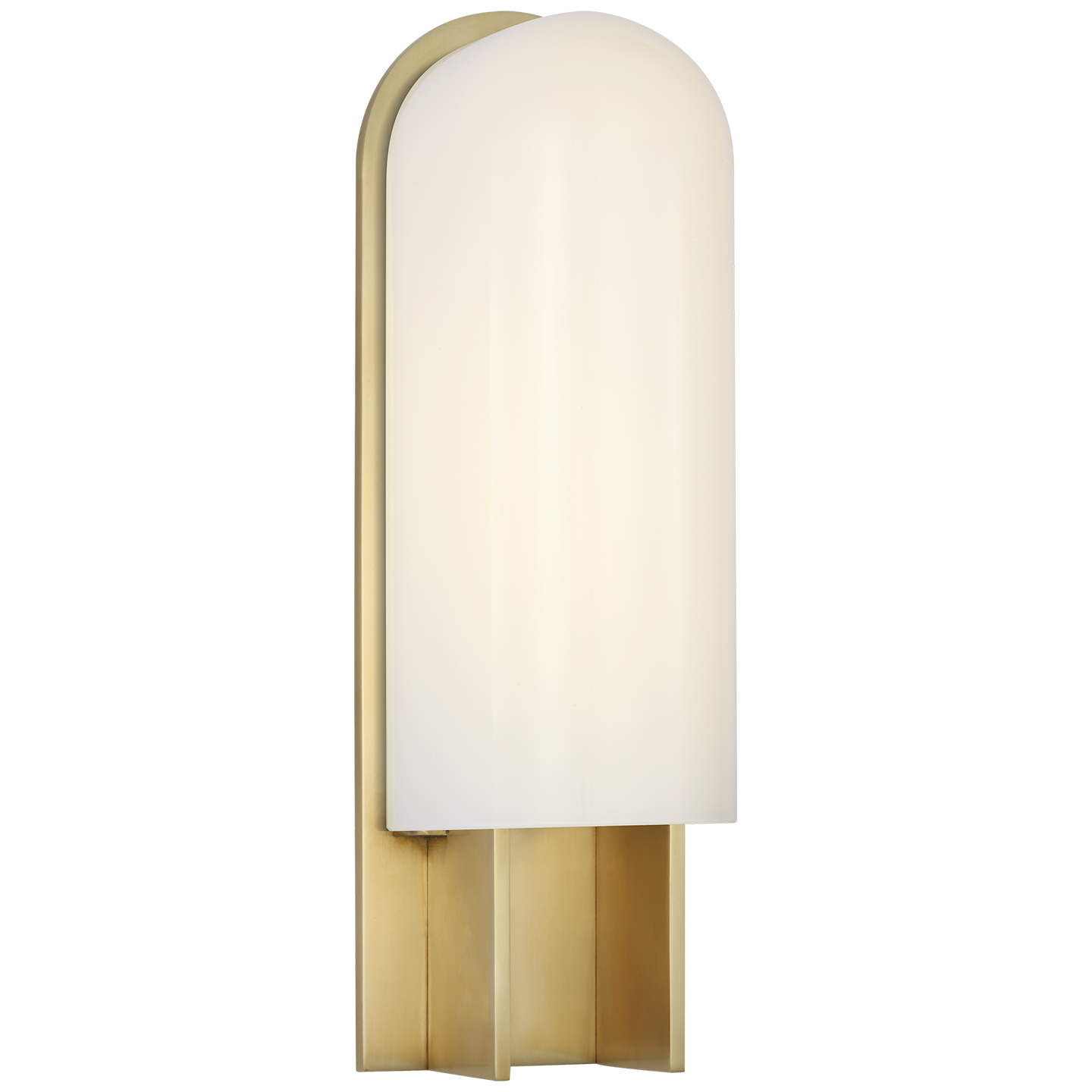 Trouve 14" Sconce | Antique-Burnished Brass | White Glass