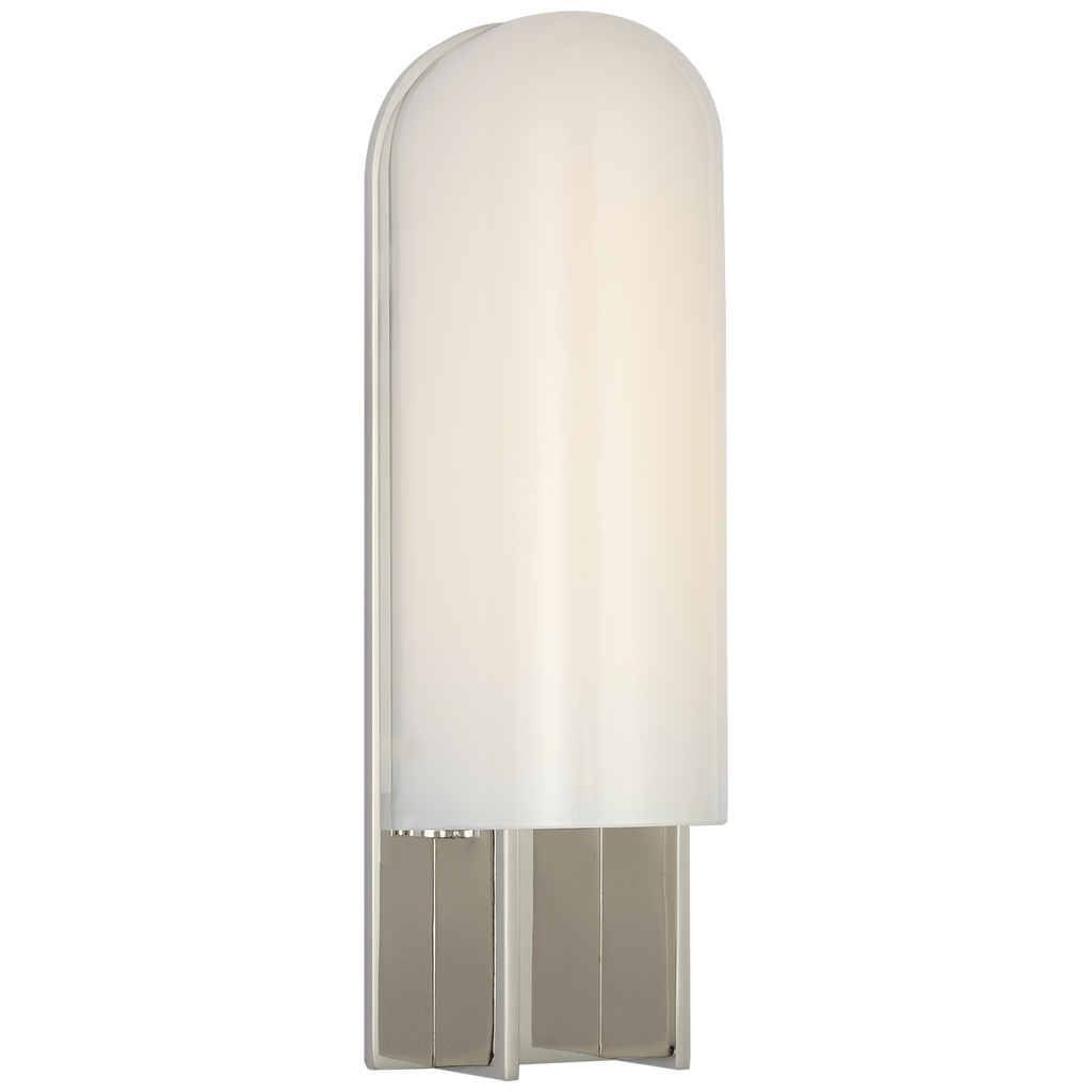 Trouve 14" Sconce | Polished Nickel | White Glass
