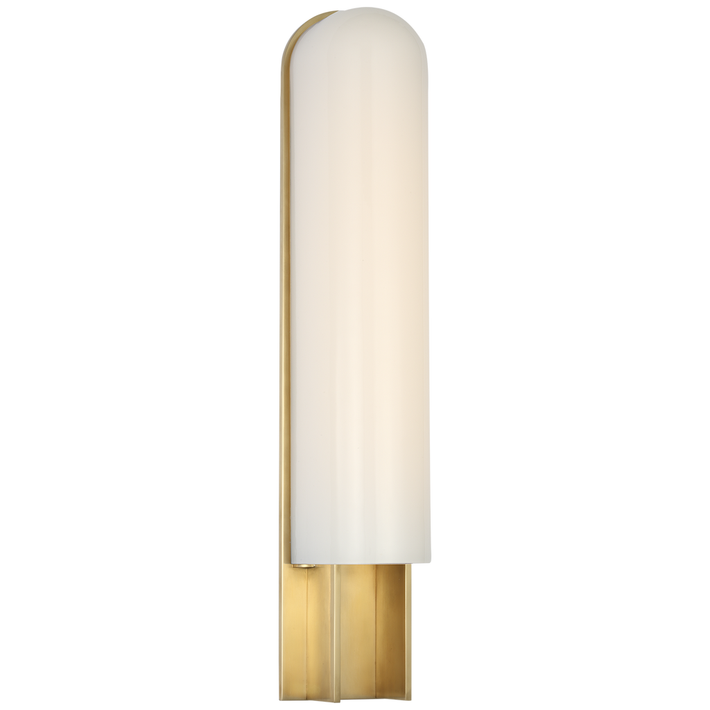Trouve 23" Sconce | Antique-Burnished Brass | White Glass