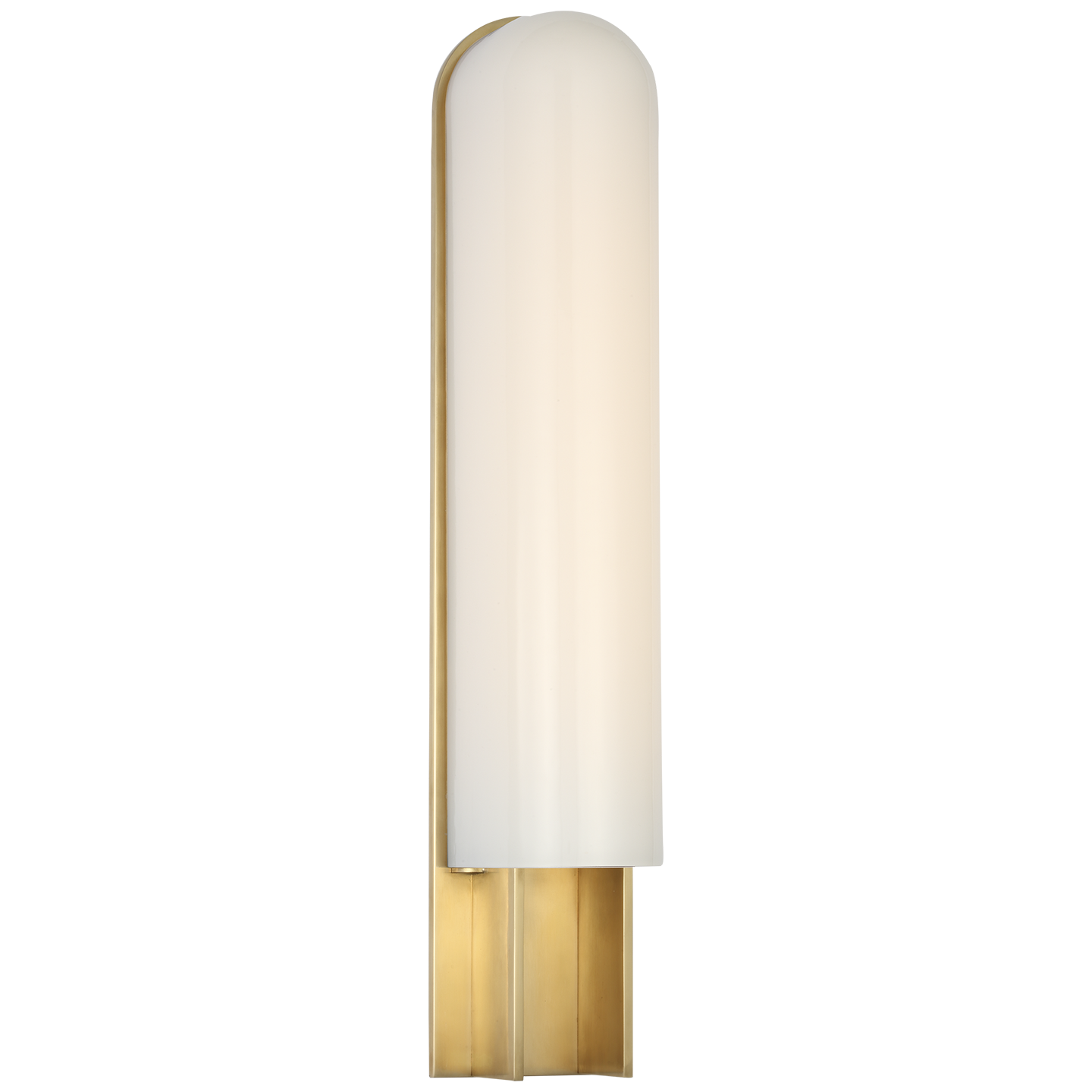 Trouve 23" Sconce | Antique-Burnished Brass | White Glass