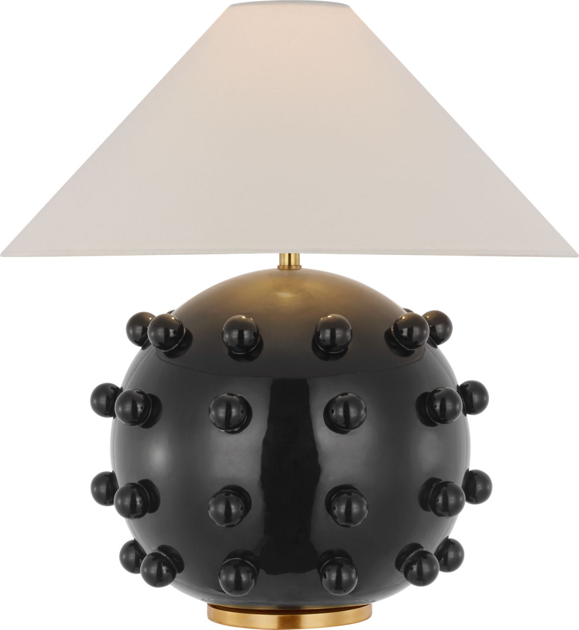Linden Medium Orb Table Lamp | Black | Linen Shade