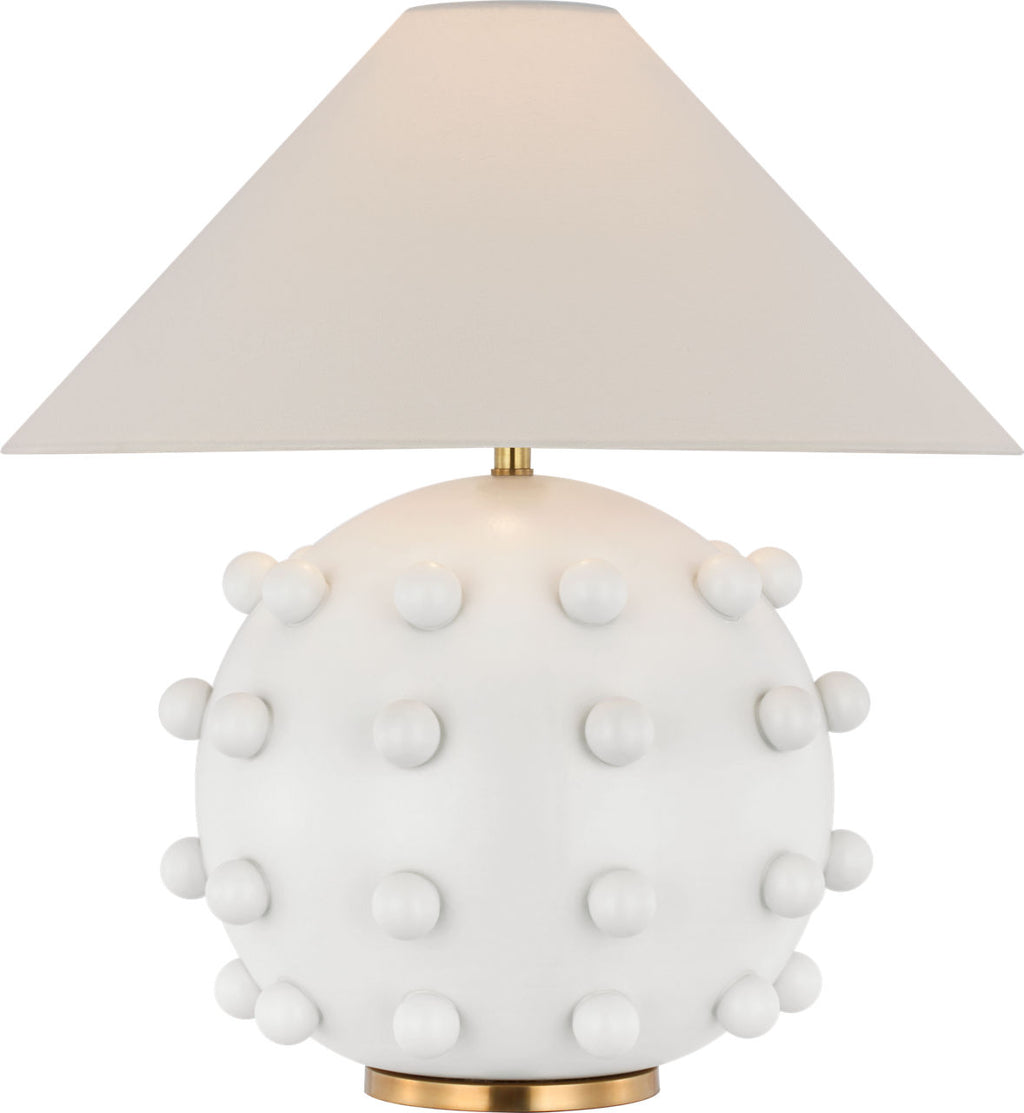 Linden Medium Orb Table Lamp | Plaster White | Linen Shade