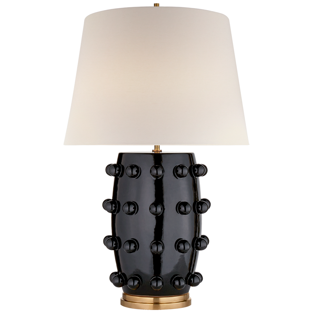 Linden Medium Cordless Table Lamp | Black | Linen Shade