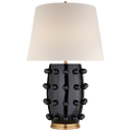 Linden Medium Cordless Table Lamp | Black | Linen Shade