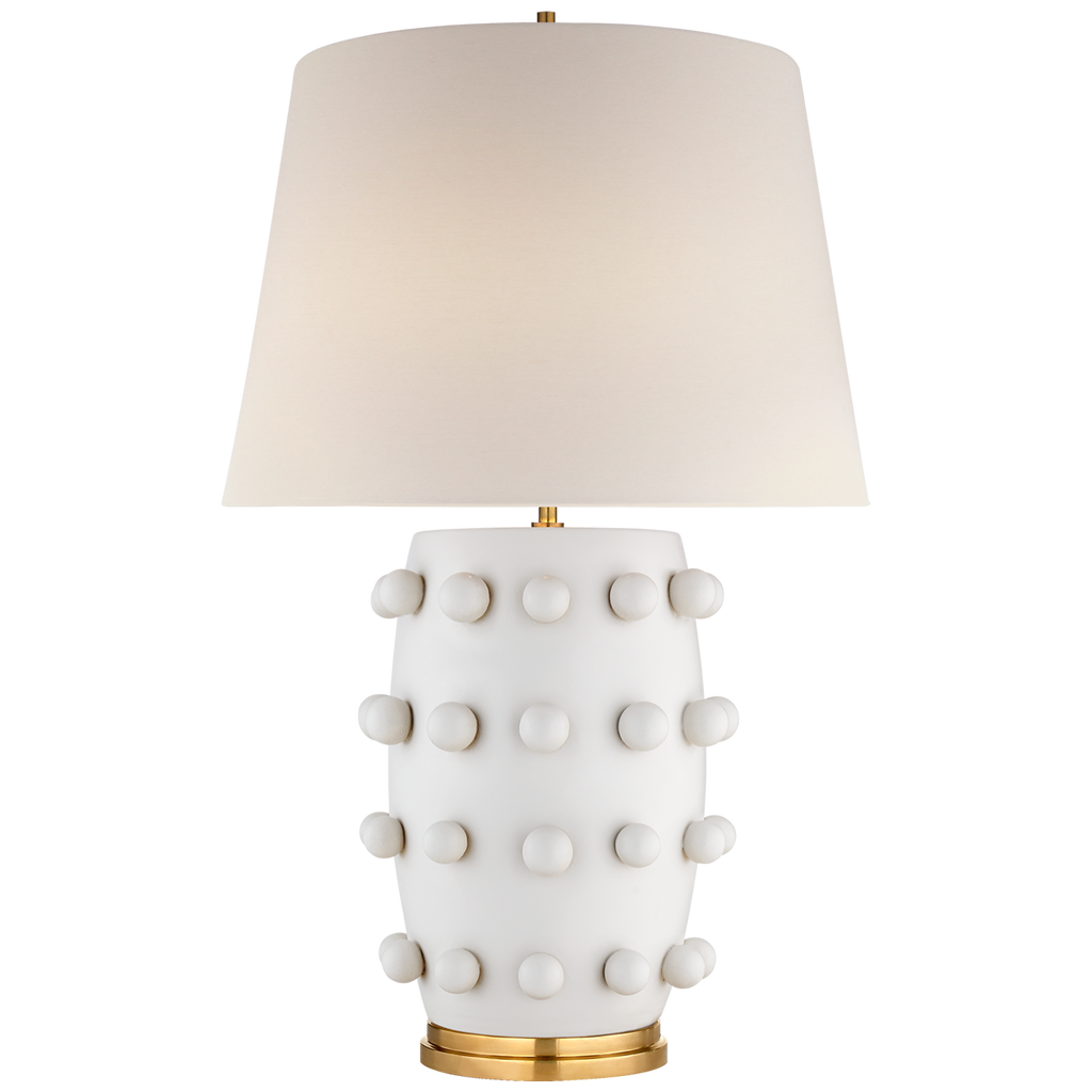 Linden Medium Cordless Table Lamp | Plaster White | Linen Shade