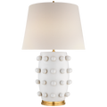 Linden Medium Cordless Table Lamp | Plaster White | Linen Shade