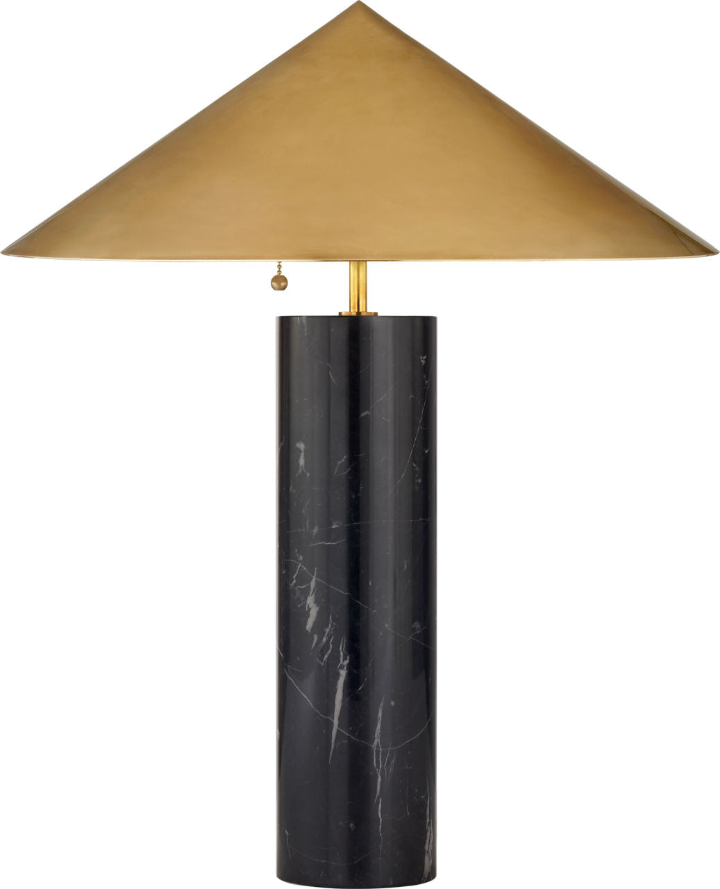 Minimalist Medium Table Lamp | Black Marble | Antique-Burnished Brass Shade