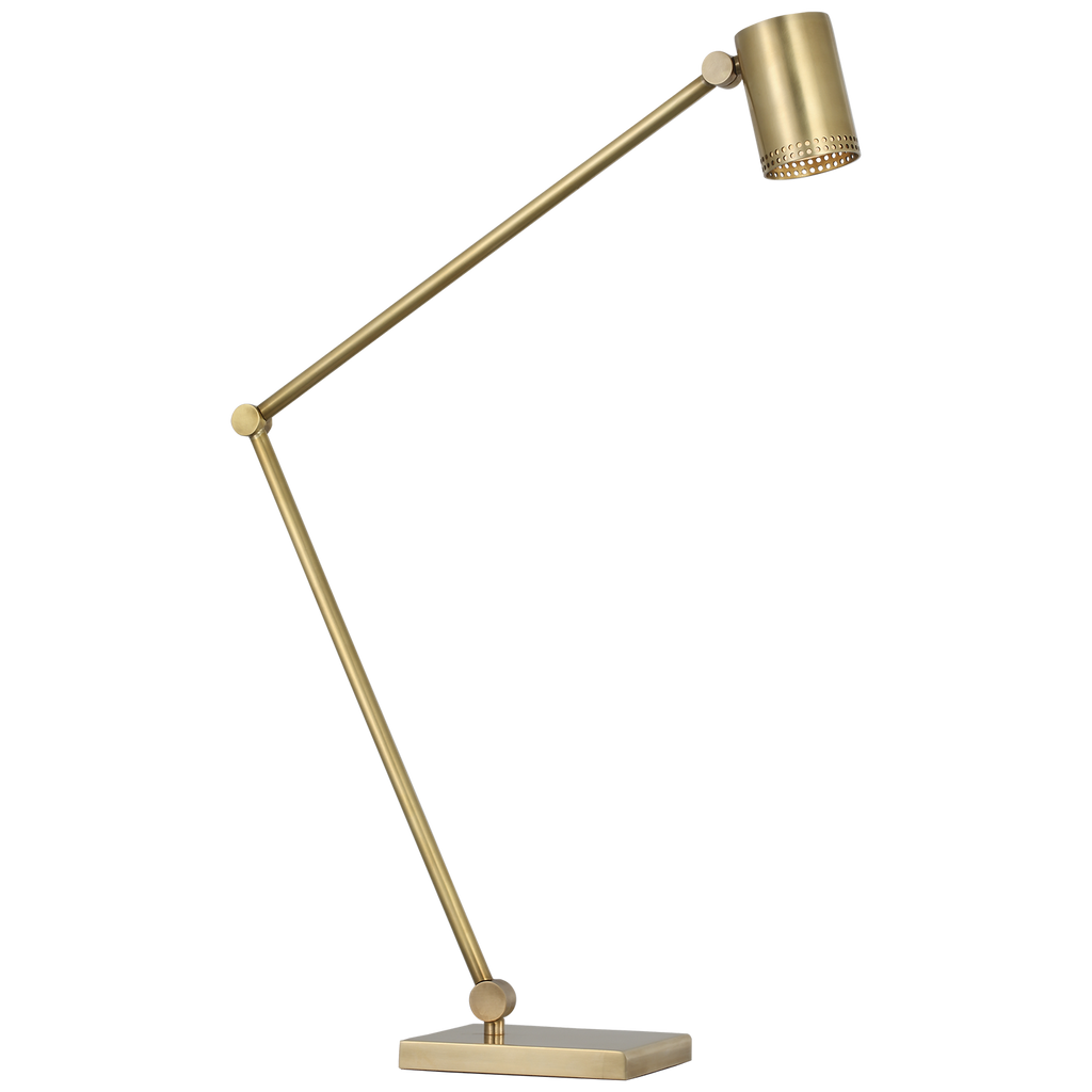 Precision Articulating Table Lamp | Antique-Burnished Brass | White Glass