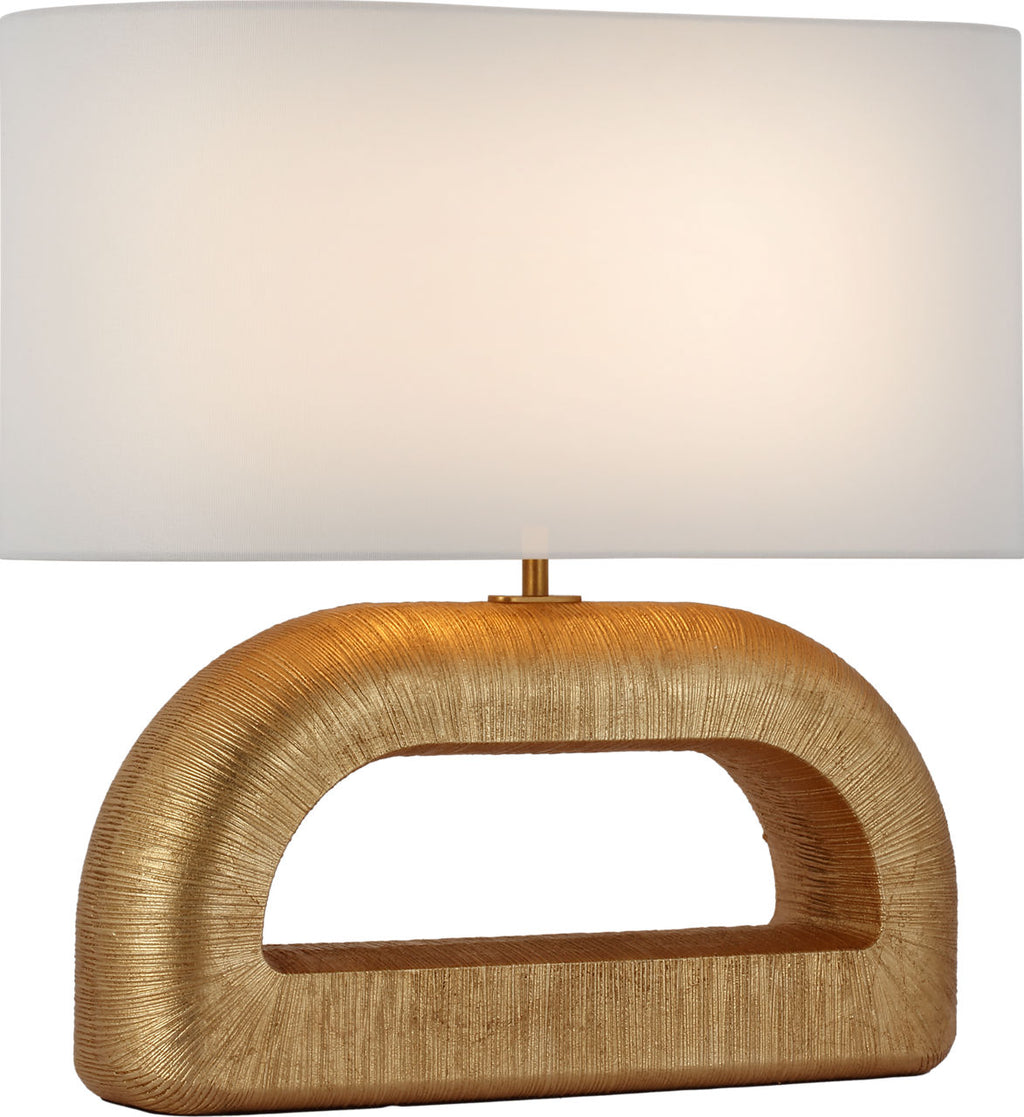 Utopia Combed Console Lamp | Gild | Linen Shade