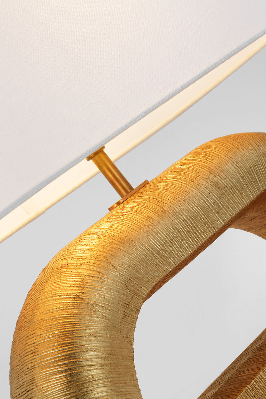Utopia Combed Console Lamp | Gild | Linen Shade