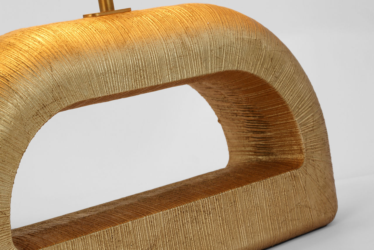Utopia Combed Console Lamp | Gild | Linen Shade