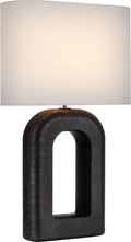 Utopia Large Combed Table Lamp | Aged Iron | Linen Shade