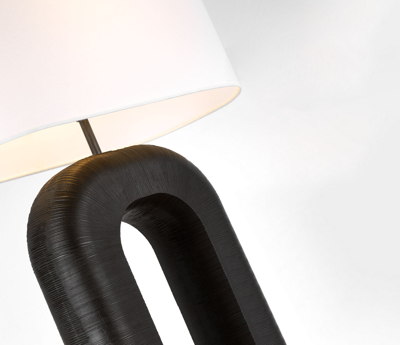 Utopia Large Combed Table Lamp | Aged Iron | Linen Shade