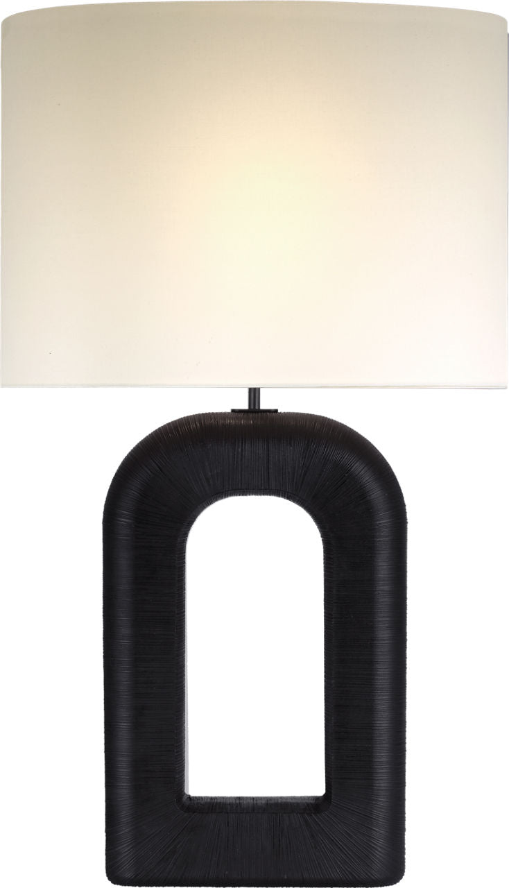 Utopia Large Combed Table Lamp | Aged Iron | Linen Shade