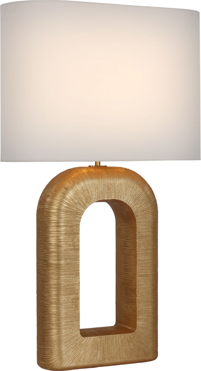 Utopia Large Combed Table Lamp | Gild | Linen Shade