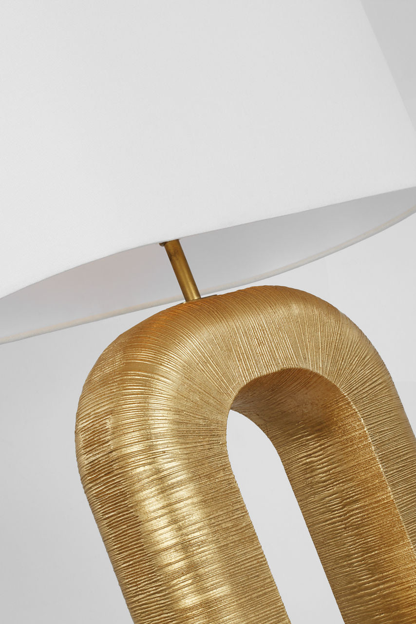 Utopia Large Combed Table Lamp | Gild | Linen Shade