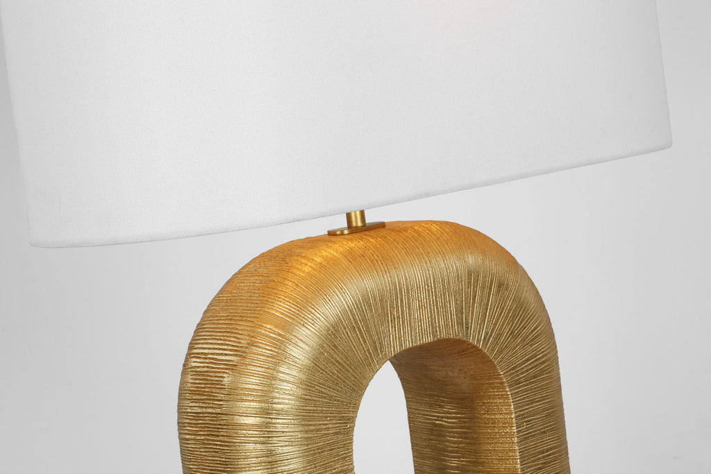 Utopia Large Combed Table Lamp | Gild | Linen Shade