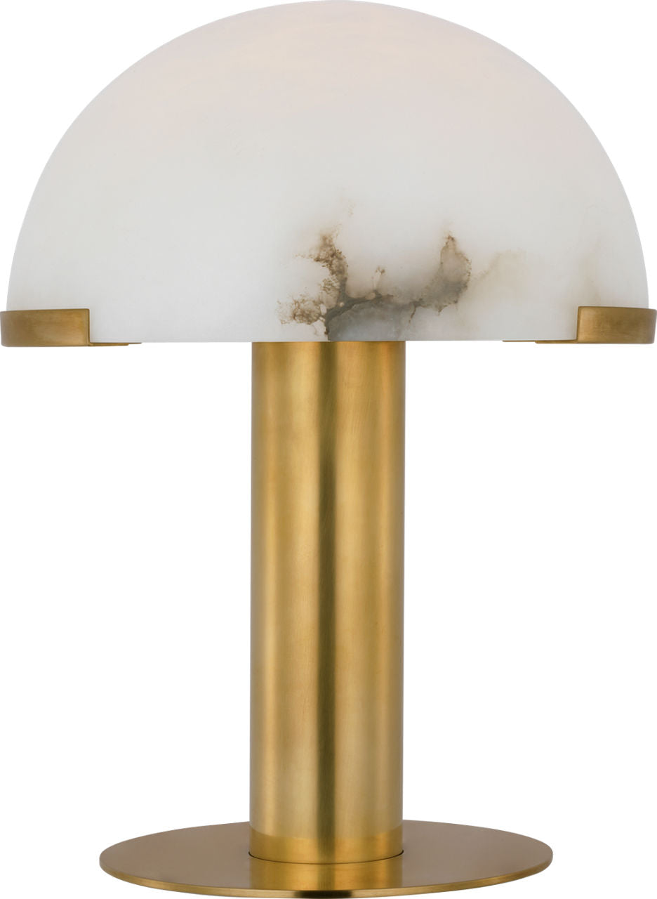 Melange 12" Rechargeable Table Lamp | Antique-Burnished Brass | Alabaster Shade