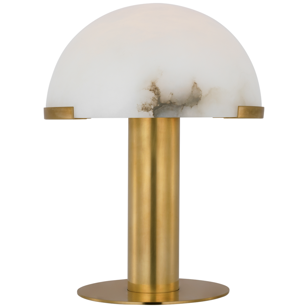 Melange 12" Rechargeable Table Lamp | Antique-Burnished Brass | Alabaster Shade