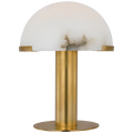 Melange 12" Rechargeable Table Lamp | Antique-Burnished Brass | Alabaster Shade