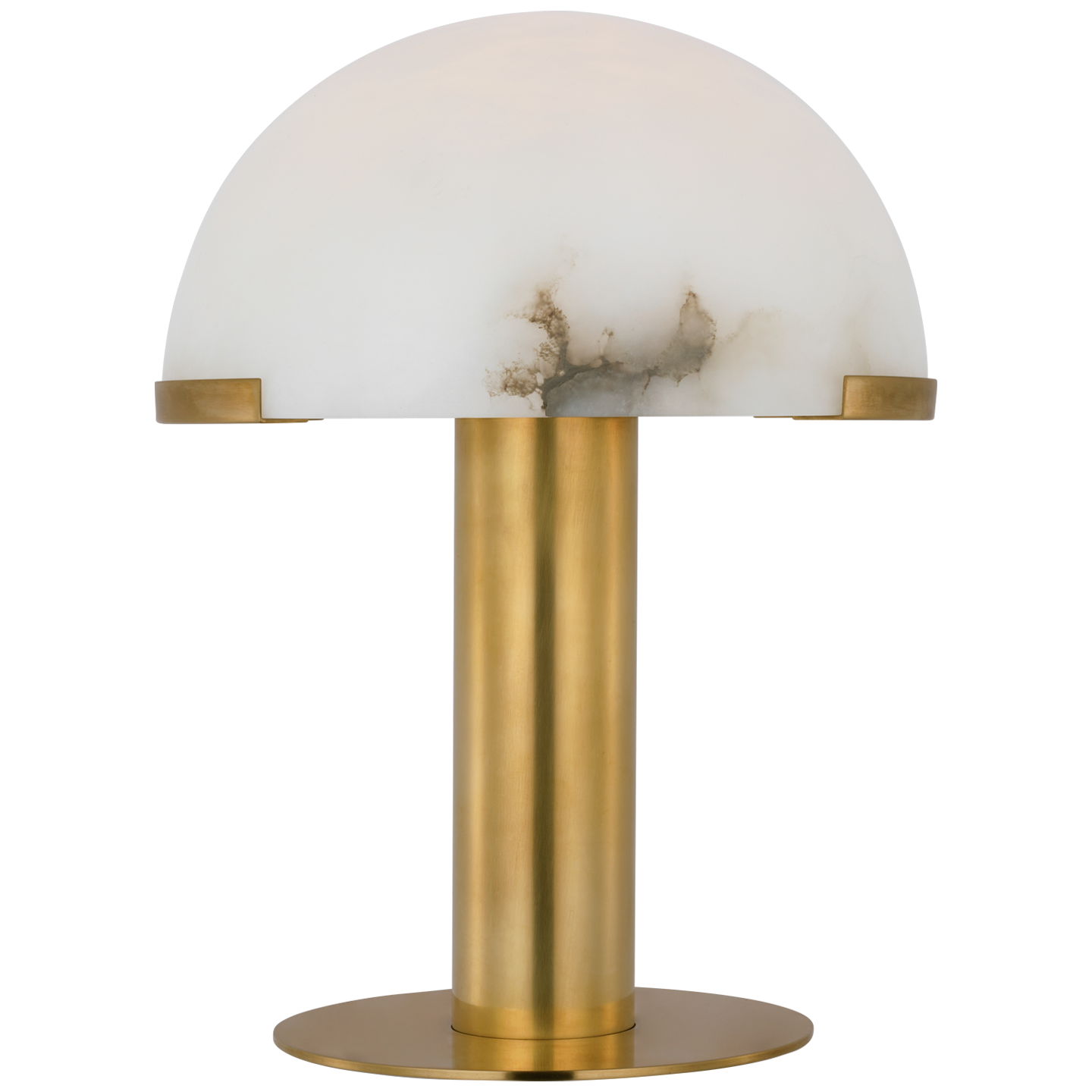 Melange 12" Rechargeable Table Lamp | Antique-Burnished Brass | Alabaster Shade