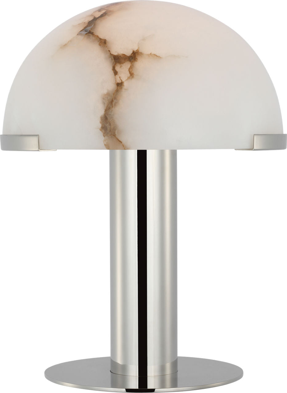 Melange 12" Rechargeable Table Lamp | Polished Nickel | Alabaster Shade