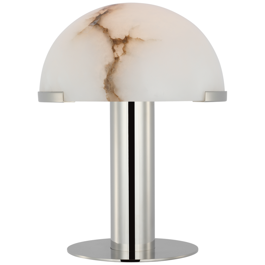 Melange 12" Rechargeable Table Lamp | Polished Nickel | Alabaster Shade