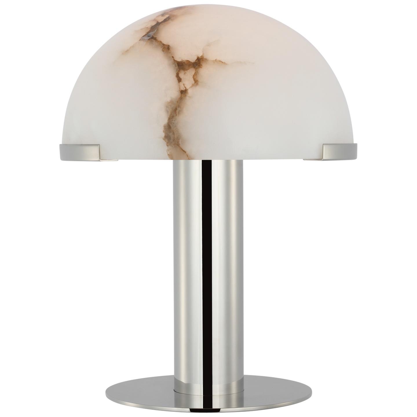 Melange 12" Rechargeable Table Lamp | Polished Nickel | Alabaster Shade